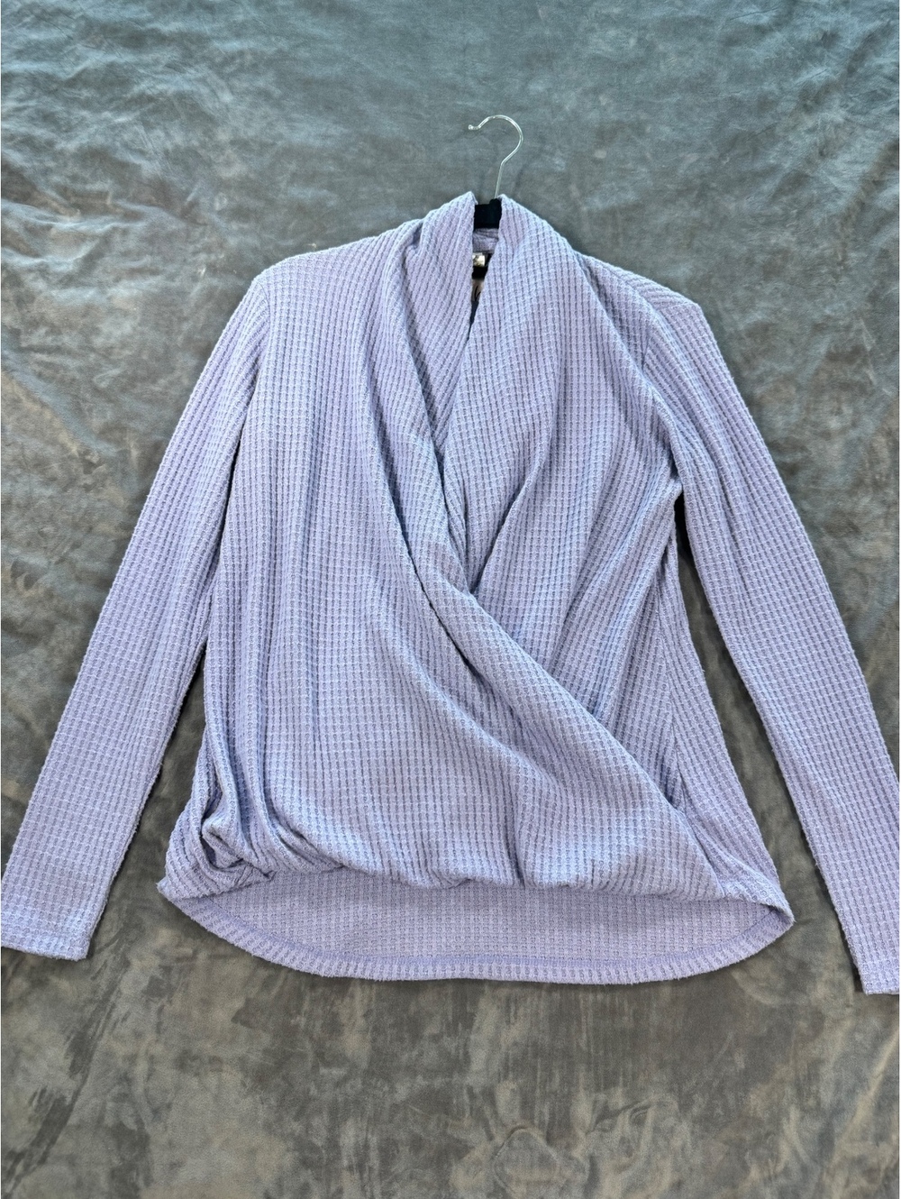 Anthropologie Akemi + Kin Woodruff Lilac Waffle Knit Wrap Top XS - Picture 2 of 7